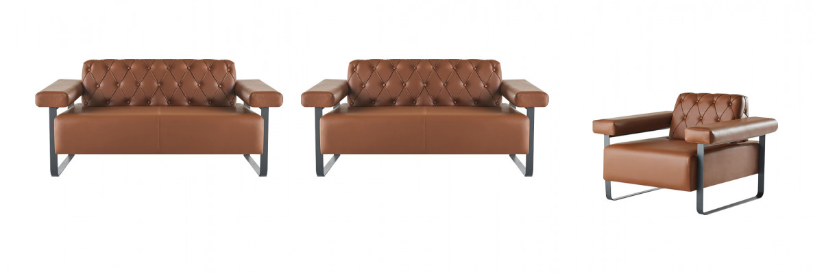 Ledersofa's Chesterfield Originele Knopen 2-zits Bankstellen Fauteuil Modern