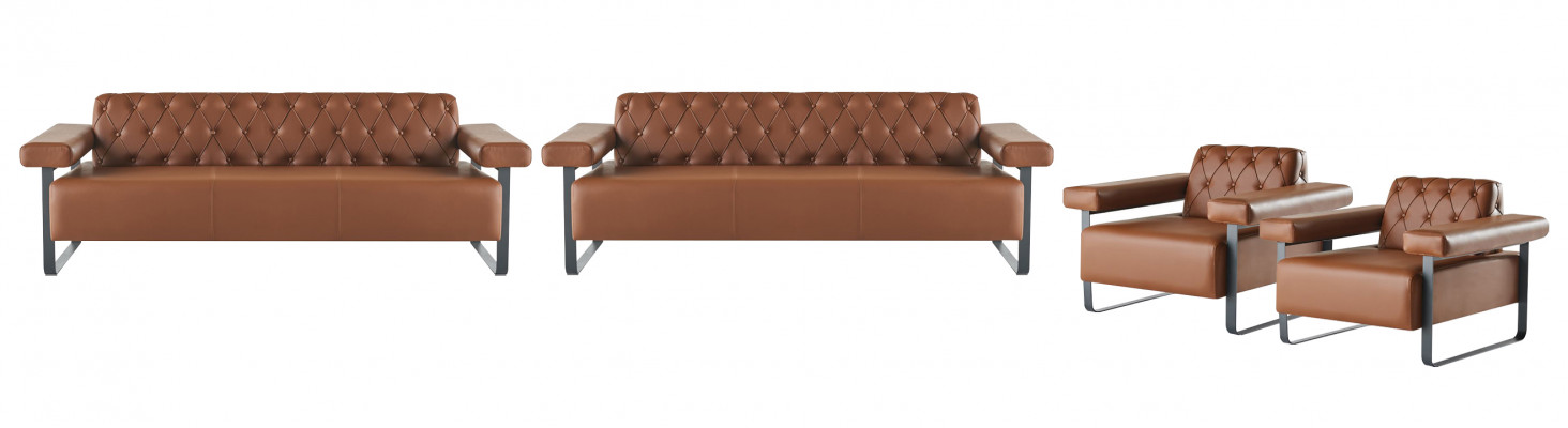 Sofa-opstellingen 3-zits 2x fauteuil RVS Chesterfield ontwerp bruin