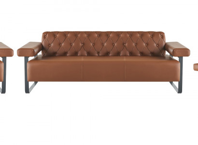 Sofa-opstellingen 3-zits 2x fauteuil RVS Chesterfield ontwerp bruin