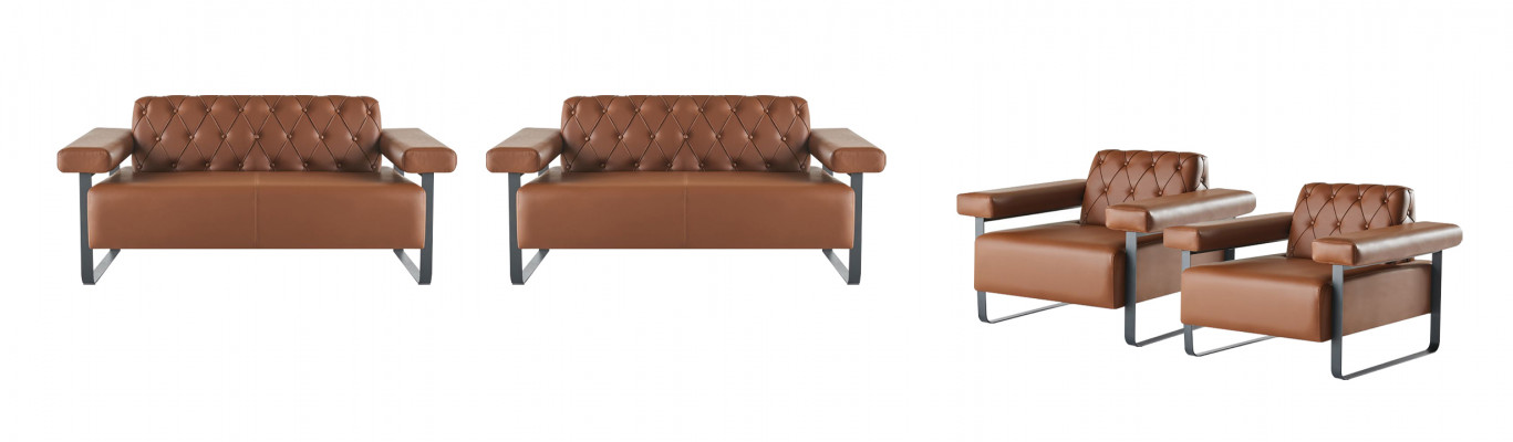 Ledersofa's 2-zitsbanken Fauteuil Bank Knopen Chesterfield Roestvrij staal