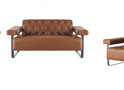 Ledersofa's 2-zitsbanken Fauteuil Bank Knopen Chesterfield Roestvrij staal