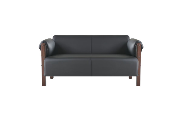 Bank Moderne Sofa-Set 2-Zitsbank Lederen Banken Zwart Hout Lederen Banken