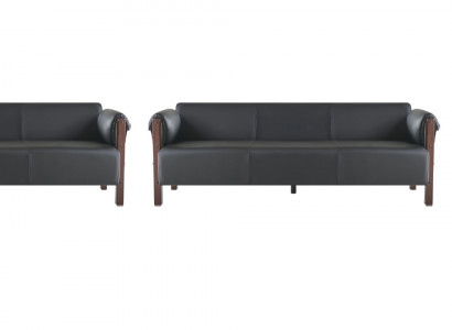 Sofagarnituren Bankstel 3-zits Fauteuil Zwart Hout Sofa's Lederen sofa's