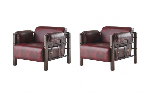Leren fauteuil Bordeaux leren fauteuil modern 1-zits set zachte armleuningen