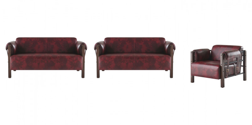 Sofa-set 2-zitter fauteuil lederen banken compleet leer hout modern zacht