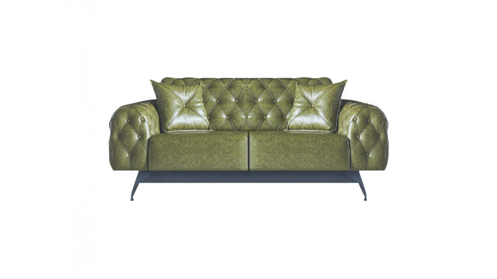 Lederen bank sofa-set 2-zits groen bekleding kussen stoel klassiek zacht