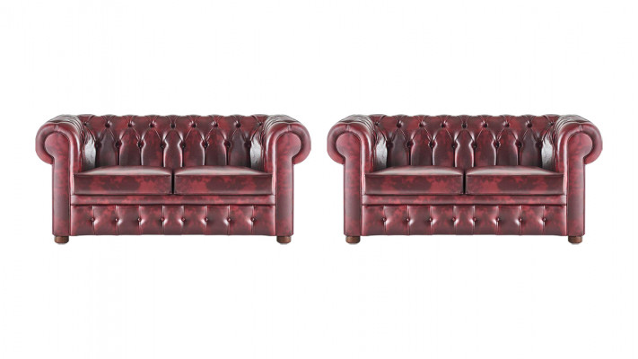 Lederen banken Chesterfield knopen bank 2-zitter Bordeaux klassieke banken