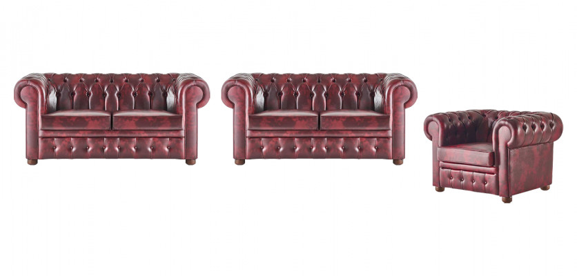 Lederen Chesterfield banken 2-zits fauteuil Bordeaux Klassiek Leder