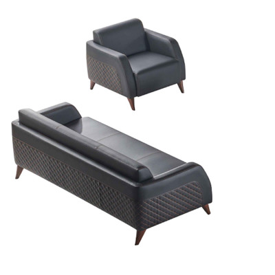 Leren banksstellen Set 3-zits Fauteuil Zwart Bankstel Modern Sofa-Set Zitmeubilair