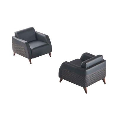Lederen fauteuil set zwart loungestoel hout 1-zitter modern bekleding zacht