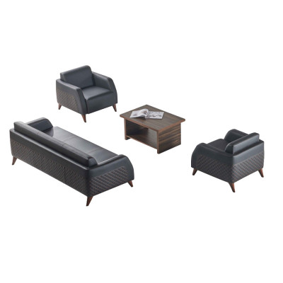 Zitbankstellen Zwart 3-zits Fauteuil Bruin Kleur Salontafel Lederen Banken