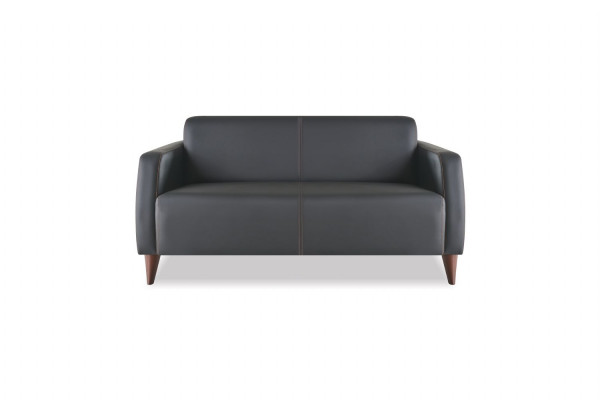 Compleet set zitmeubels 3-zitsbank 2-zitsbank fauteuil zwart modern leer hout