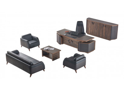 Werkplekset Compleet Banken Bureau Dressoir Kantoorbank Leren