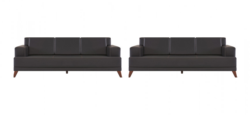 Lederen sofas moderne bank 3-zits zwart kussen kussens leder hout