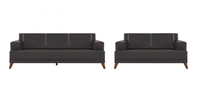 Moderne sofa-set leren banken zwart 3-zits 2-zits kussens kussen.