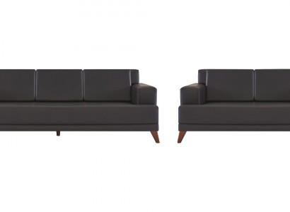 Moderne sofa-set leren banken zwart 3-zits 2-zits kussens kussen.