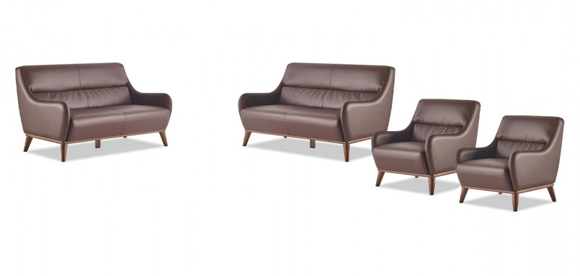 Zitmeubelset Volledig 2-zits fauteuil bruin leer klassiek leer hout