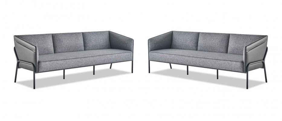Lederen sofa's Textiel 3-zits Grijs Roestvrij staal Modern Leren Bankstel Sofa-set