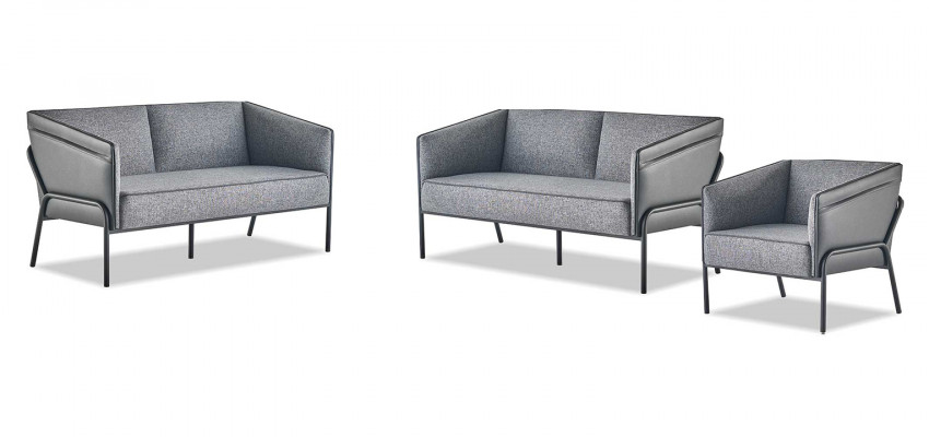 Zitmeubilair Ledersofa's Leunstoelen 2-zitsfauteuil Grijs Roestvrij Staal Leer