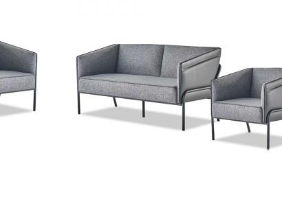 Bankstel Grijs 2-zits Fauteuil Bankstellen Banken Textiel Leder Roestvrij Staal