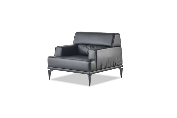 Zitmeubilair Moderne Sofa-Set 2-zitsbank Fauteuil Zwart Bankstellen Leer