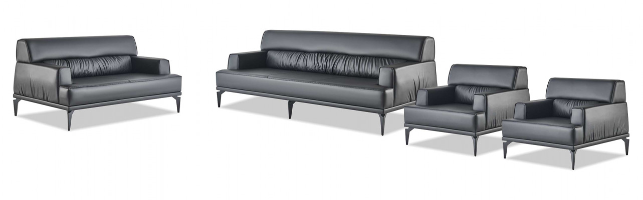 Sofagarnituur Banken Zwart Lederen banken Bankstel 3-zits 2-zits Fauteuil