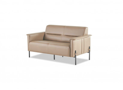 Bank Beige 2-zitsbank Modern Leren Bank Meubel Tweezits Leer