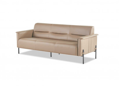 Leunstoel Beige Meubelset Fauteuil Veelzijdig Modern Leer Roestvrij staal