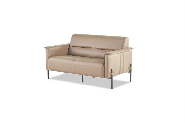 Sofagarnituur Beige Sofa-Set 2-zitter 2x Fauteuil Modern Leder Roestvrij staal