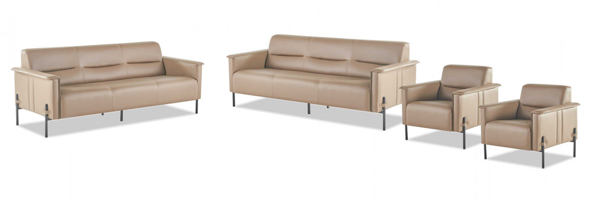 Compleet bankstel 3-zits fauteuil lederen bank modern leunstoel leer