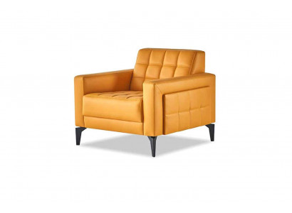 Chesterfield fauteuil moderne zachte leren roestvrijstalen houten armleuningen