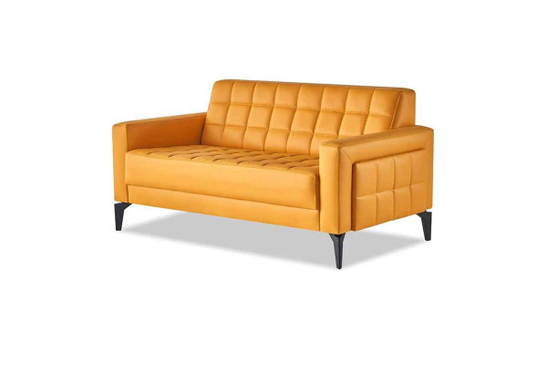 Chesterfield gele zitmeubelen 2-zits fauteuils moderne leren banken roestvrij staal