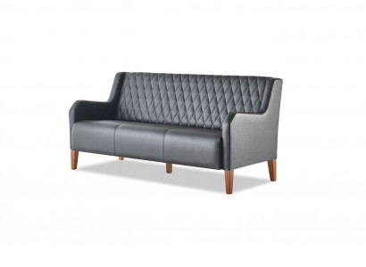 Lederen sofa 3-zits zwart zitmeubel modern leer hout driezits