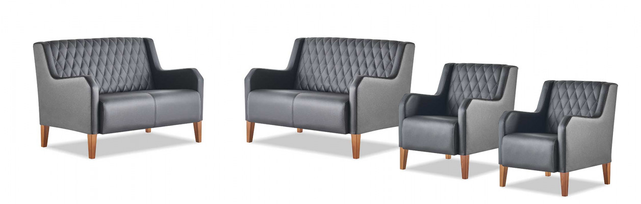 Compleet lederen sofa's bank zitmeubels 2-zits fauteuil zwart modern set