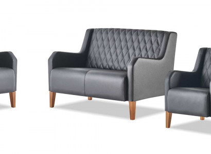 Compleet lederen sofa's bank zitmeubels 2-zits fauteuil zwart modern set