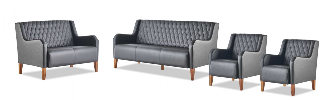Sofa-set leer modern 3-zits 2-zits zwart fauteuil ledersofa's bank