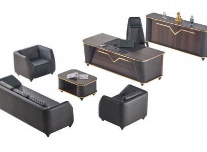 Compleet kantoor set bureau, sofa's, dressoir, kantoormeubilair.