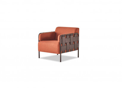 Leunstoel Fauteuil Oranje Textiel Modern Leder Textiel 1-zitter Zacht