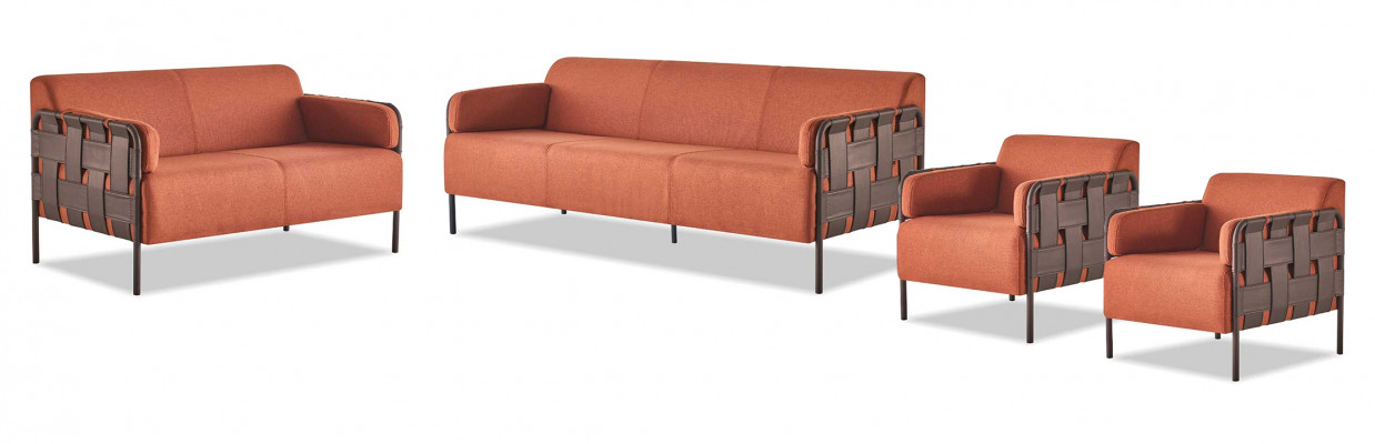 Compleet set 3-zits 2-zits fauteuil oranje bankstellen sofa's textiel