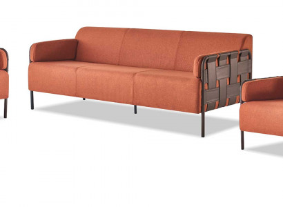 Compleet set 3-zits 2-zits fauteuil oranje bankstellen sofa's textiel