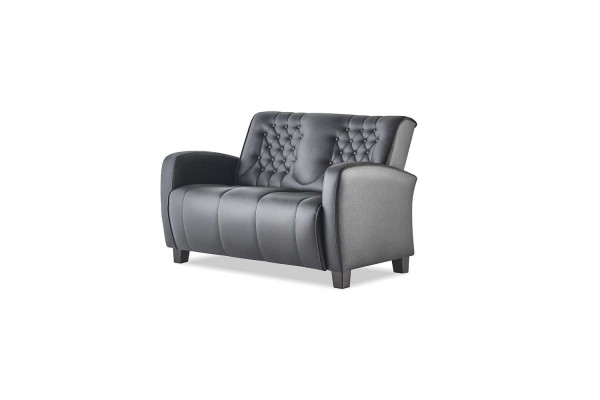 Ledesofa Chesterfield Bank 2-zitsbank Modern Tweezits Lederen Hout