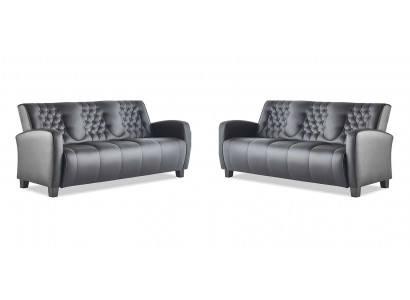 Chesterfield-bank 3-zitsbanken Sofa-set Moderne leren banken Houten knopen
