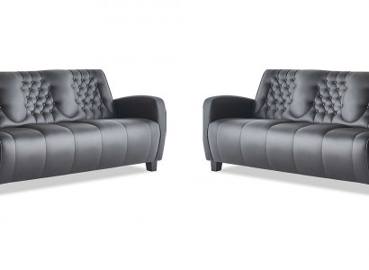 Chesterfield-bank 3-zitsbanken Sofa-set Moderne leren banken Houten knopen