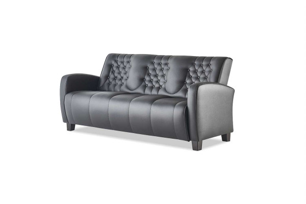 Compleet 3-zits 2-zits fauteuil zwart Chesterfield lederen bankstel banken