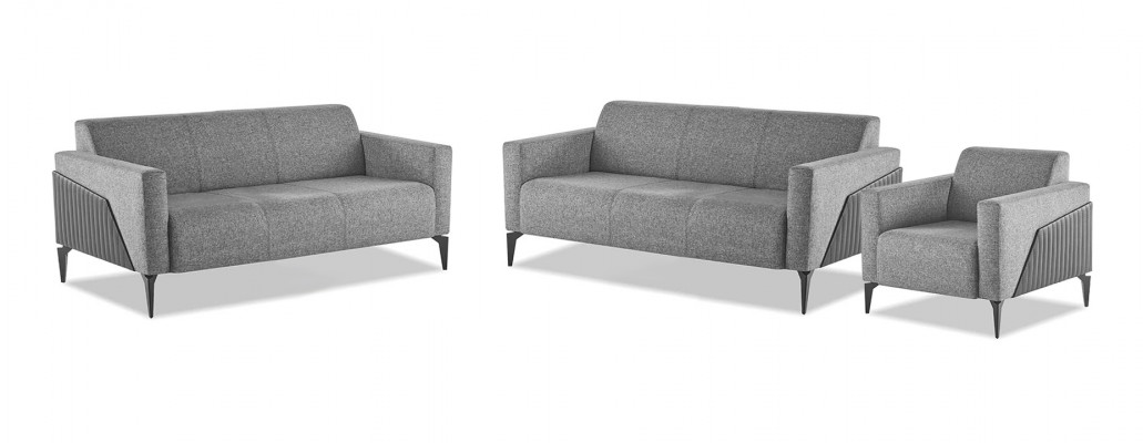 Moderne Sofa's Sofa-Set 3-delig 2x 3-zits Sofa Grijs Zitsbank Zitelementen