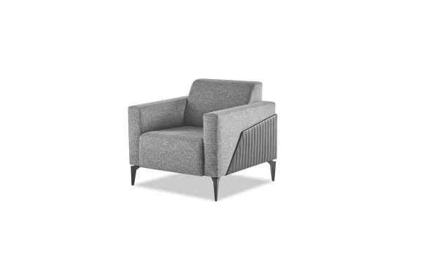 Kompleet Sofa-Set Sofagarnituur 2-zits Fauteuil Grijs Roestvrij Staal Textiel Hout