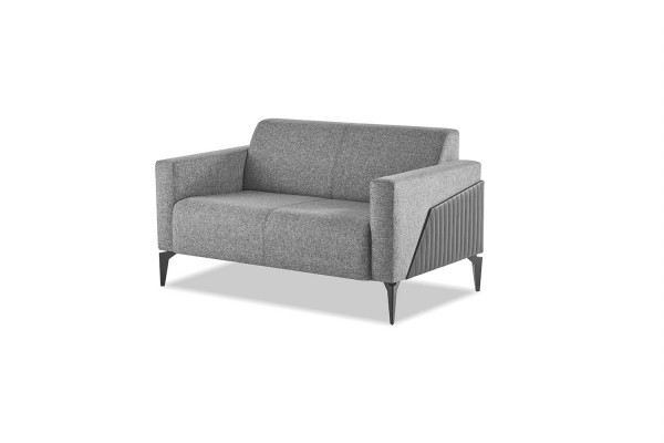 Sofaset 3-zitsbank 2-zitsbank Fauteuil Grijs Textiel Roestvrij Staal Hout Modern