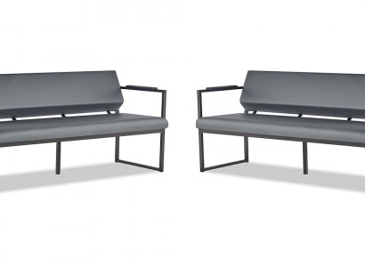 Ledersofa's set 3-zits zwart roestvrij staal leer modern sofa-set bankstel
