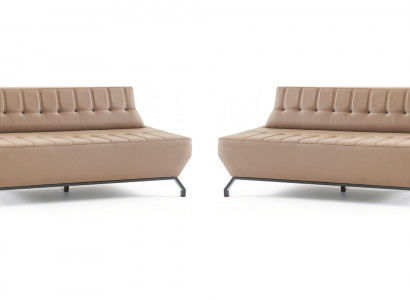 Ledersofa set 2-zitter beige leder Art Deco stijl Chesterfield roestvrij staal