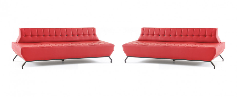 Sofa-set roestvrij staal leer Chesterfield 2-zitsbank leer Art Deco rood